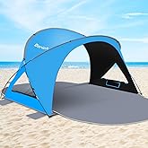 Gorich Beach Tent Sun Shelter with UPF50+ UV Protection for 1-2/3/4-5/6-7 Person, Lightweight & Portable Beach Shade Canopy with 2 Zippered Doors, Easy Setup Family Beach Umbrella