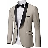 YND Men's One Button Casual Slim Fit Blazer, Shawl Lapel Lightweight Jacket Dinner Prom Party Tuxedo