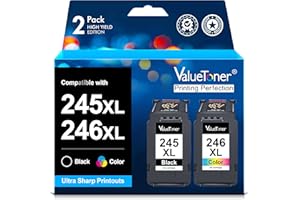Valuetoner 245XL Ink Cartridge Replacement for Canon 245XL 246XL Combo Pack PG-245XL CL-246XL for Pixma TR4520 TR4527 MG2522 MG2520 MX490 MX492 TS202 TS302 TS3320 MG2920 Printer (Black, Color)