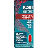 Kori Krill Oil Omega 3 Supplement, Antarctic Krill Oil with Superior Absorption vs Fish Oil, 1200mg Softgels, 30 Softgels, EPA & DHA