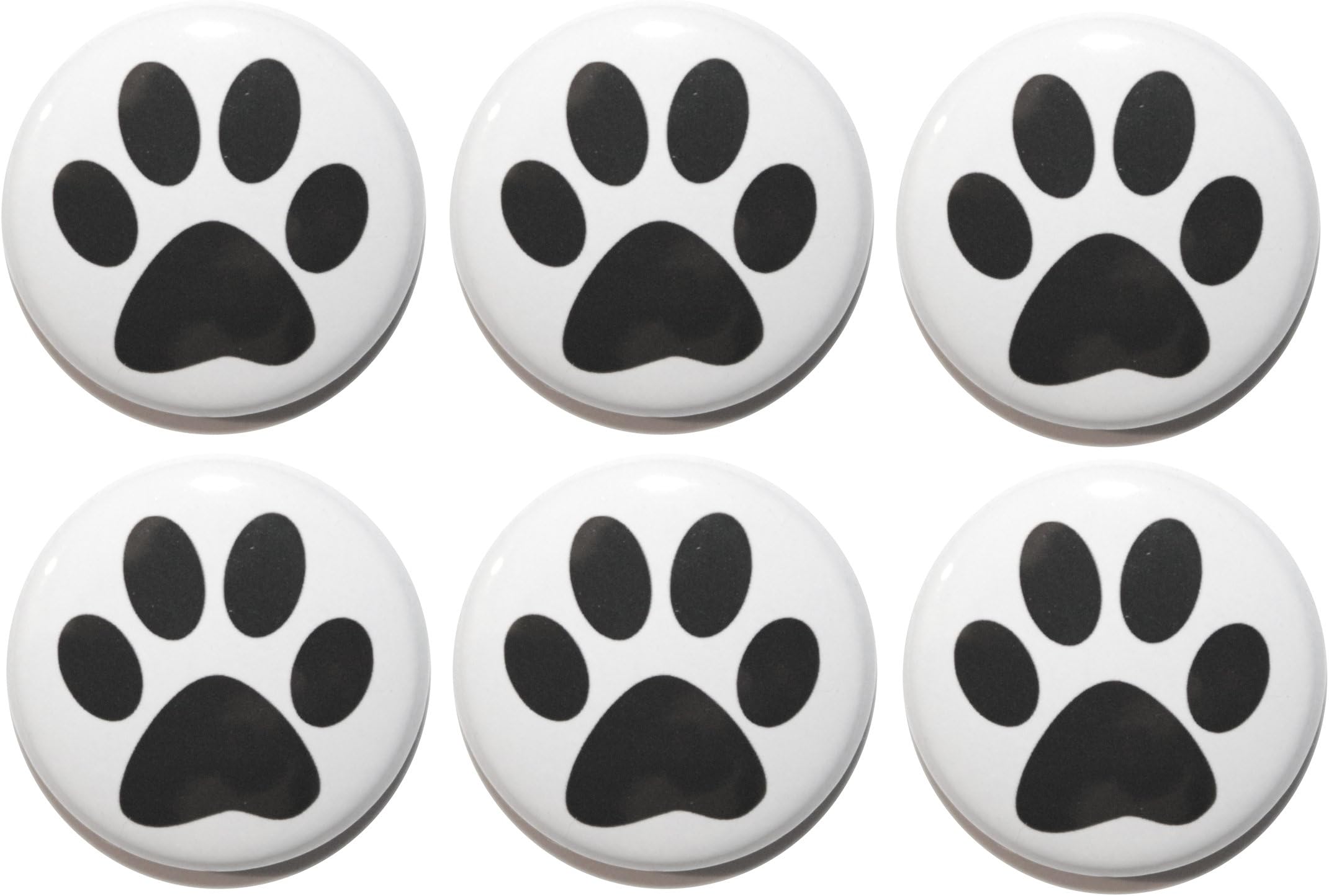 6 or 12 Dog Paw Print Fridge Magnets (25mm) Made in UK by Button Zombie (12)