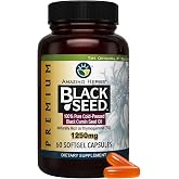 Amazing Herbs Premium Black Seed Oil - 60 Count Softgels, 1250mg | Capsules, Pressed Nigella Sativa for Women &amp; Men, Aids in Digestive Health, Normal Immune &amp; Brain Support