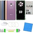 Galaxy S9 Back Glass Cover Replacement Housing Door with Pre-Installed Camera Lens + All The Adhesive + Repair Tool Kit for Samsung Galaxy S9 SM-G960 All Carriers (Lilac Purple)