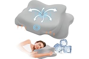 SUFOR Cervical Pillow for Neck Pain Relief, Cooling Contour Memory Foam Pillows Support Odorless Ergonomic Neck Pillow Adjustable Orthopedic Bed Pillow for Side Back Stomach Sleeper with Pillowcase，Grey