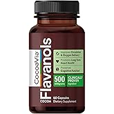CocoaVia Heart &amp; Brain Supplement, 30 Day, Cocoa Flavanol Extract, Memory &amp; Circulation Booster, Nitric Oxide, Boost Oxygen &amp; Energy, Plant Based, Gluten Free, Vegan, 60 Capsules