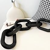 Decor Wood Knot, Home Shelf Decor, Wood Chain 3 Link Decor, Hand Carved Home Decorations for Living Room, Farmhouse Coffee Table Decor (5-Ring Black)