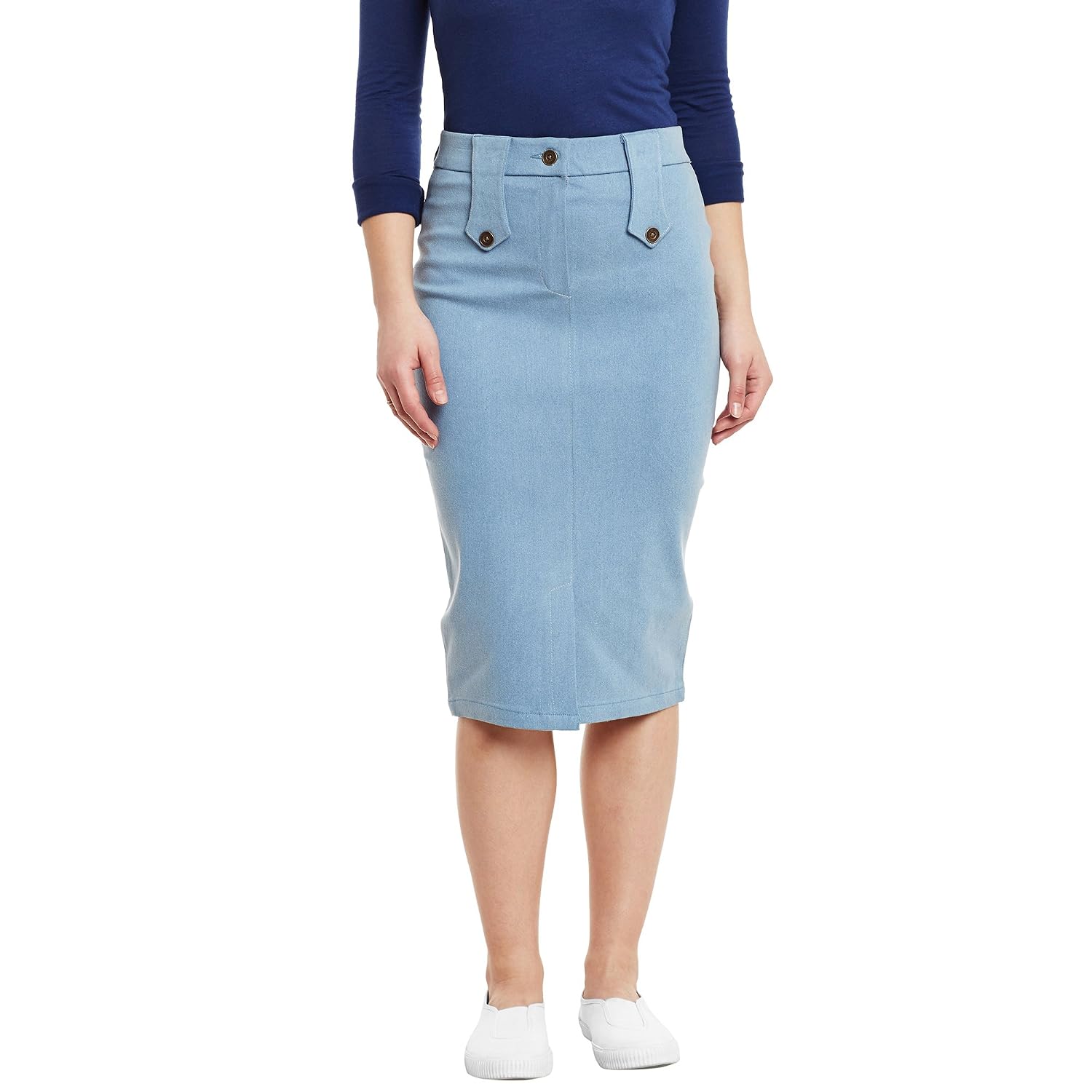 rider republic women solid denim pencil skirt(blue_34)