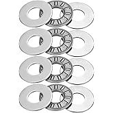 uxcell 4 Sets NTA613 Thrust Needle Roller Bearings with Washers, ID 3/8" | OD13/16", Thickness 1/8", Chrome Steel, Needle Roller Bearings