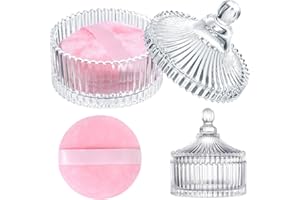 HONSIO Large Body Powder Puff and Container, 3.54 Inch Women Powder Puff with Crystal Case for Dusting Powder, Pink