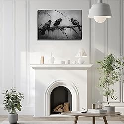 Dark Academia Canvas Wall Art Raven Picture Gothic