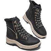 Adokoo Boots for Women Waterproof Fall Winter Ankle Boots Snow Platform Black Boots with Side Zipper Lace Up Non Slip for Hiking Work