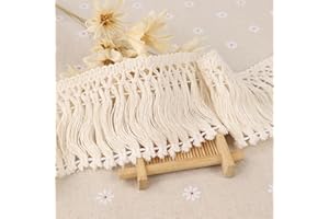 ZNZAKKA Fringe Trim Beige Sewing Fringe Trim Tassel Trim for Curtain Pillow Carpet Umbrella Decorative Trim (2.2 Inch×6 Yards)