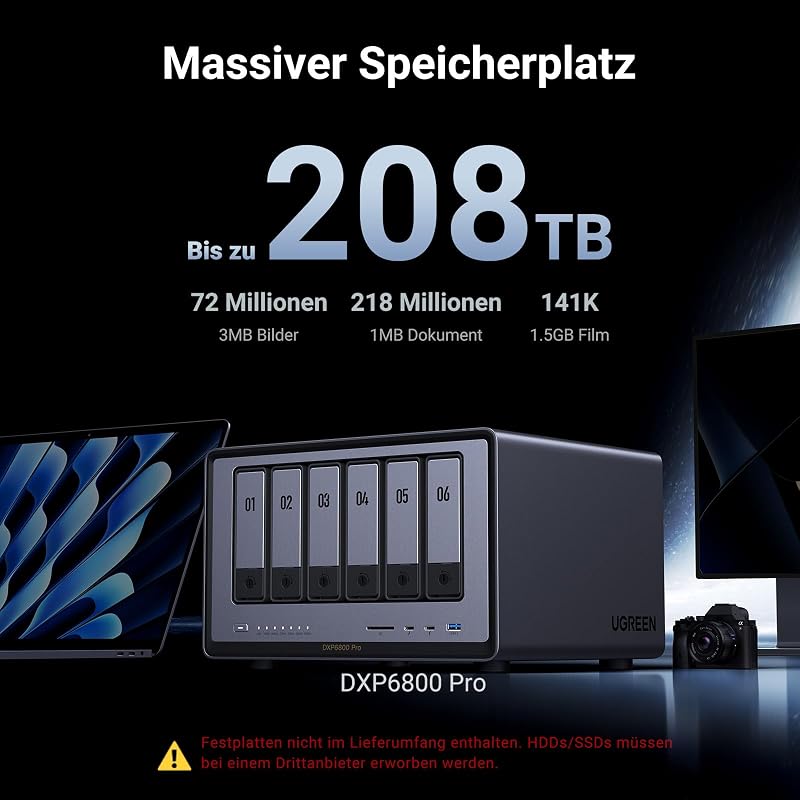 NASync DXP6800 Pro 6 Bay NAS für Teams und Unternehmen (ohne HDD)