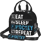 bassyil Hockey Insulated Lunch Bag Reusable Lunch Box With Adjustable Shoulder Strap Cooler Tote Bag For Men Women