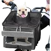 Pet Carrier Bicycle Basket Bag Pet Carrier/Booster Backpack for Dogs and Cats with Big Side Pockets,Comfy &amp; Padded Shoulder Strap,Travel with Your Pet Safety（Titanium）