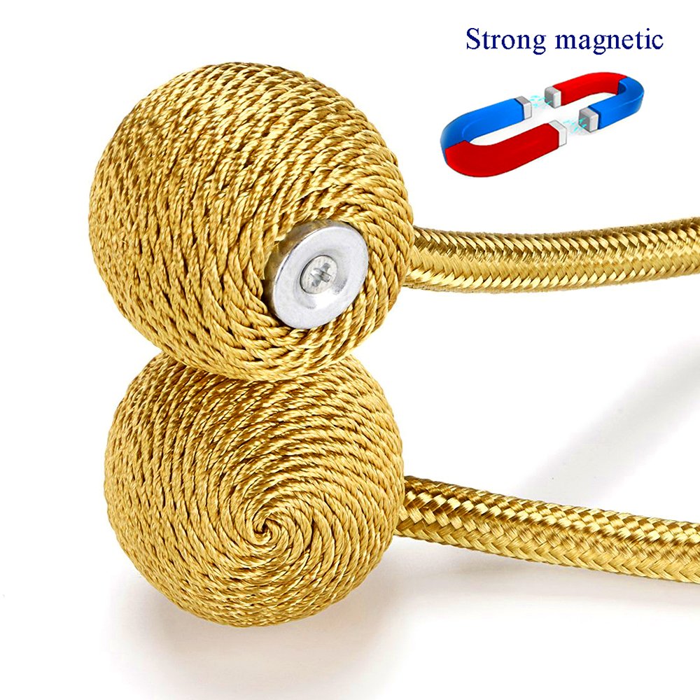 ZCINT 4 Pack Drape tiebacks Rope-European Strong Magnetic Holdbacks for Home Curtains/Window Decor(gold)