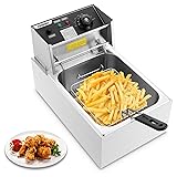 Hopekings Commercial Deep Fryer with Baskets, 6.3QT