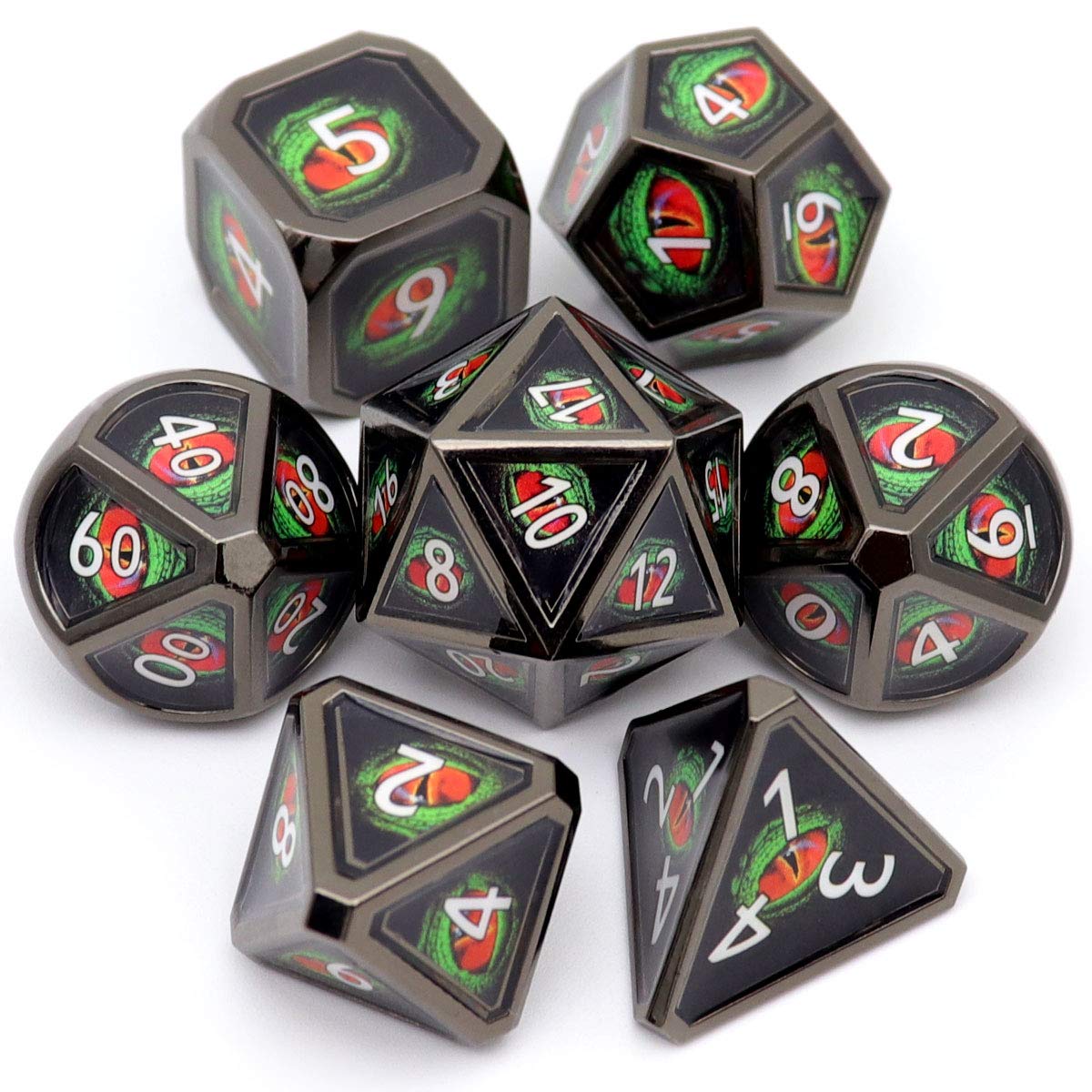 Haxtec Metal DND Dice Set Dragon Eye Real Scene D&D Dice for Dungeons and Dragons RPG Games-Evil Eye