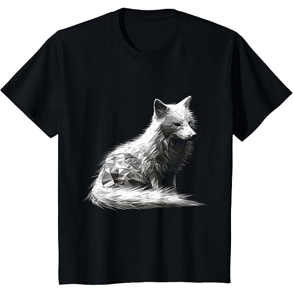 Neverless Maglietta Uomo Con Stampa Lupo Polygon, Bianca, Taglia M, Casual Streetstyle