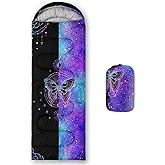 Datura home Kids Sleeping Bag for Boys Girls,Black Blue Butterfly-Lightweight Warm Portable Outdoor Indoor-Waterproof Cold Weather Resistant Sleeping Bag for Camping Hiking(Butterfly2)