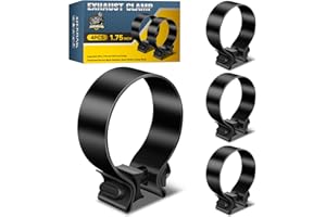 XIEKRAB Upgraded 4Pcs 1.75 inch Exhaust Clamp - Thickened Narrow Band Stainless Steel Muffler Clamp Black