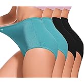 GAI YI 4Pack Women's High-Waist Light Tummy Control Girdle Panties Full Coverage Underwear Ladies Panties for Women