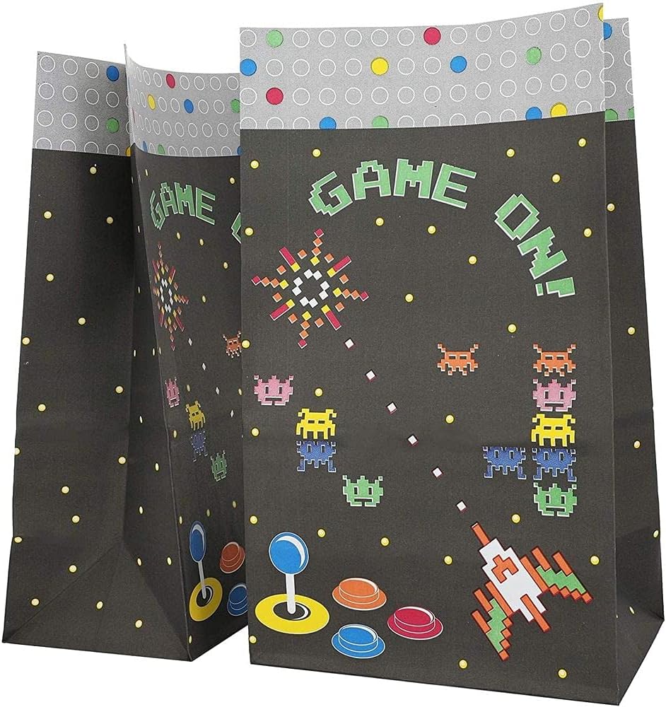 36 Pack Video Game Goodie Bags for Retro Arcade Party Favors, Treats, and Gamer Gifts (5x9x3 in)