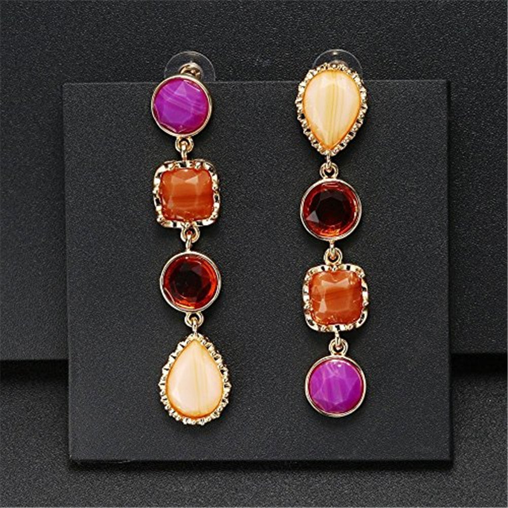 Fashion Creative Colorful Crystal Women Earrings Set Chunky Teardrop Gemstone Drop Dangle for Girls - Style 1