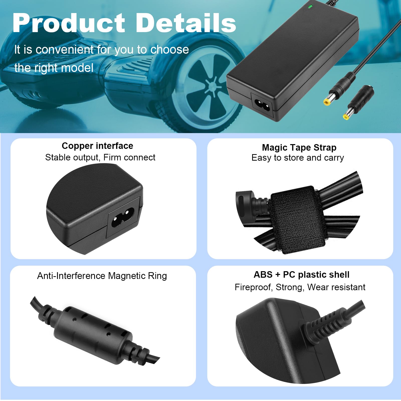 Fancy Buying 42V 2A Charger for Electric Scooter 36V 10S Lithium-ion Battery Pack Compatible with GOTRAX GXL V2, G2, G3, G4, Apex, Glider, XR Elite, XR Ultra 5.5 * 2.1mm Plug with a 5.5 * 2.5mm tip