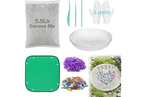 All-in-One 10in Stepping Stone Kit - Includes 5.5Lb Cement Mix, Mold, Letter & Number Stamps, Mosaics, Carving Tools, Gloves,