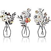 ArtCachet 3-Piece Metal Floral Wall Art - Bathroom Arts & Modern Farmhouse Decor,Home Wall Decors Sculptures for Living Room, Dining Room, Bedroom Wall Decorations & Housewarming Gift(Beige -3)