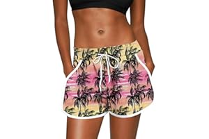 For G and PL Women Summer Floral Beach Boardshorts with Pockets Swim Trunks