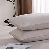 100% French Linen Pillowcase Set of 2, Breathable Envelope Closure Soft Linen Pillow Cover,Soft Luxury Hotel & Home Use, Gift