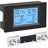 DC Battery Monitor, DROK DC Amp Meter 6.5-100V 12V 24V 48V 100A Digital Multimeter, Voltage Current Power Energy 4-in-1 Teste