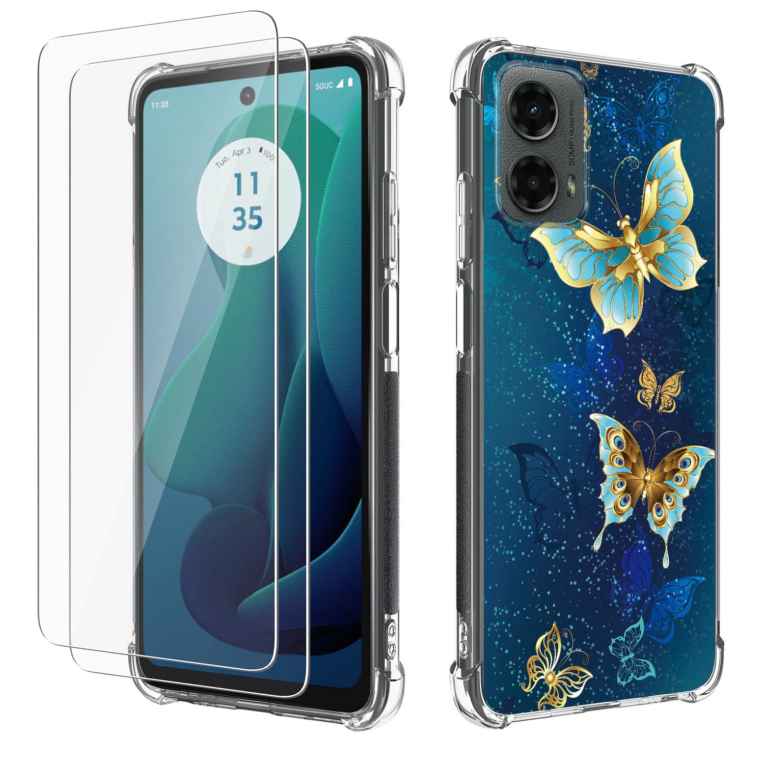 Photo 1 of FollmeAir for Moto G 5G 2024 Case: Slim Flexible TPU for Girls Women Airbag Bumper Shock Absorption Rubber Soft Silicone Cover for Motorola Moto G 5G 2024(Free Butterfly)