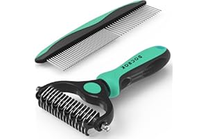 Docrok Pet Grooming Brush and Metal Comb Combo, Cat Brush Dog Brush for Shedding, Undercoat Rake for Dogs Grooming, Dematting