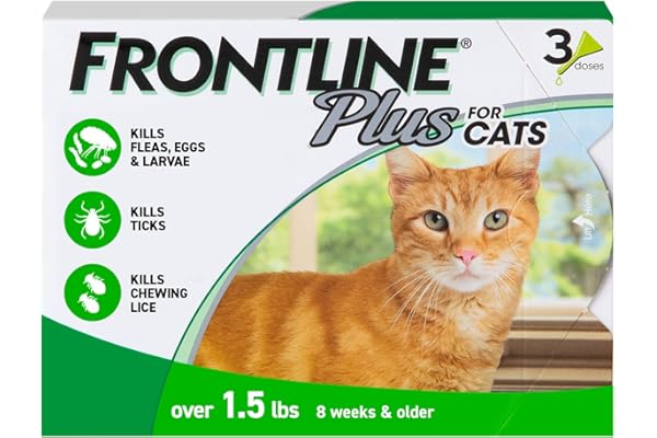 FRONTLINE Plus Flea and Tick Treatment for Cats Over 1.5 lbs., 3 Treatments