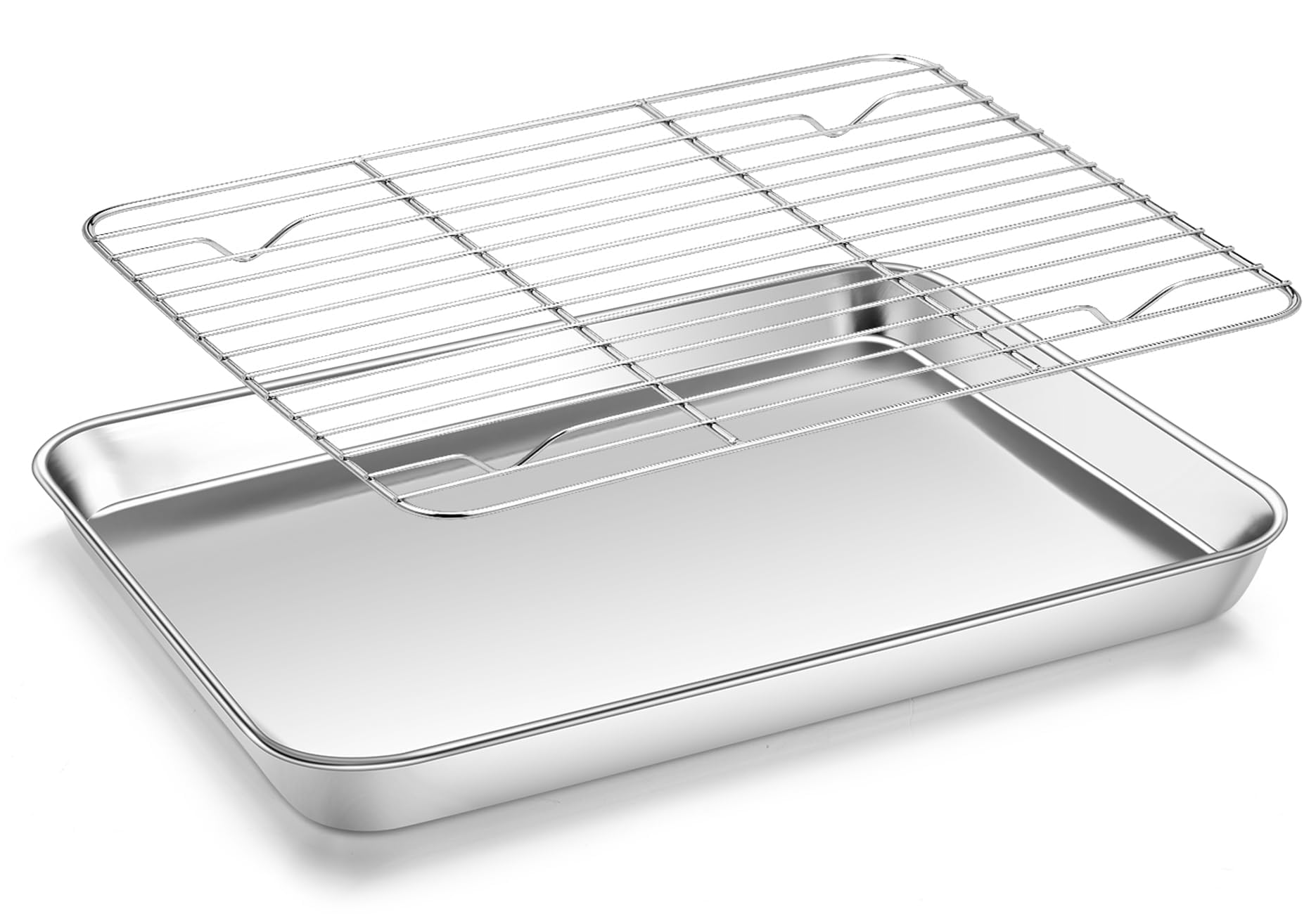 Photo 1 of Homikit Baking Sheet with Wire Rack, 10 x 8 Inch Stainless Steel Cookie Sheets for Baking, Small Baking Pan with Cooling Rack, Nonstick Metal Toaster Oven Bacon Tray, Rust Free & Dishwasher Safe