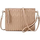CYHTWSDJ Trendy Vegan Leather Shoulder Purses, Clutch Wallet with Wristlet Strap,Small tassel Crossbody Bags for Women