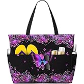 Owlfder Large Beach Bag for Women Waterproof Foldable Travel Shoulder Tote Bag with Pocket for Weekender Pool Vacation