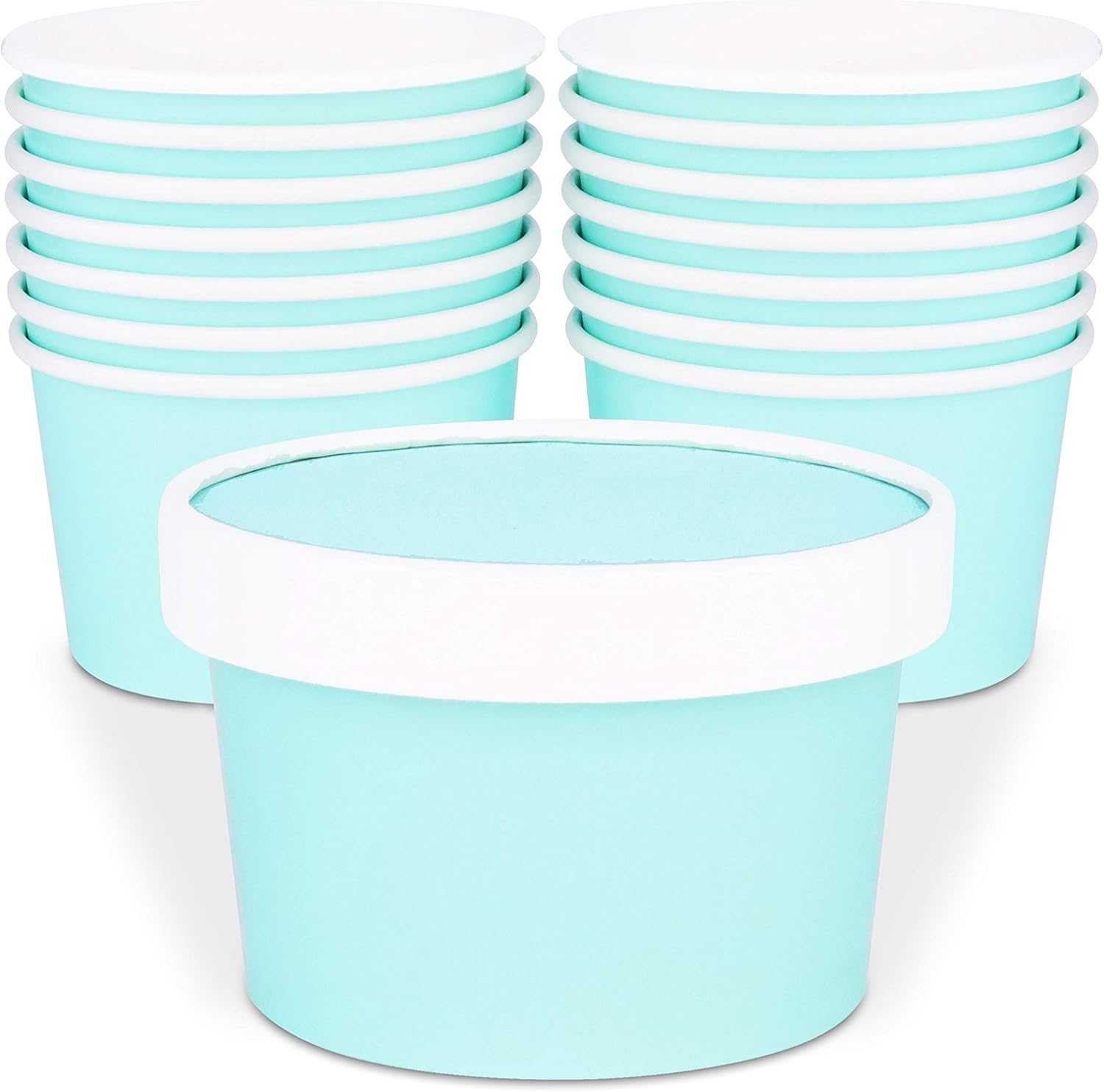 Glowcoast Ice Cream Containers With Lids - 6 oz (Mini Pint, 30 set) Ice Cream Storage Container for Homemade Icecream. Freezer-Safe Tub with Lid Protect Frozen Desserts like Yoghurt (Mint, 30)