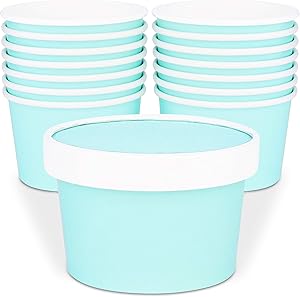 Glowcoast Ice Cream Containers With Lids - 6 oz (Mini Pint, 30 set) Ice Cream Storage Container for Homemade Icecream. Freezer-Safe Tub with Lid Protect Frozen Desserts like Yoghurt (Mint, 30)