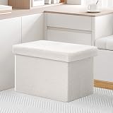 Bonlife Boucle Ottoman Seat with Storage White 42x32x32cm view 5