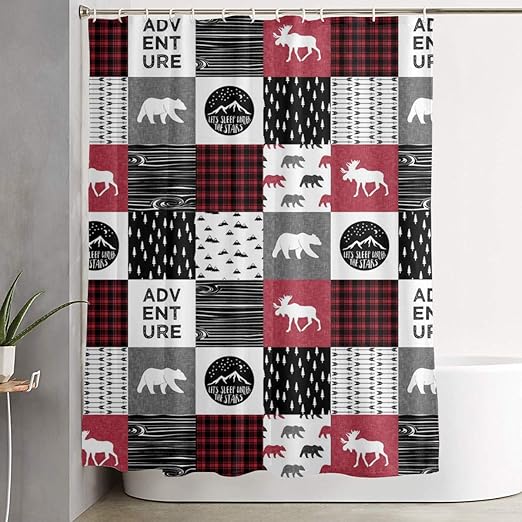 Qidelong Happy Camper Bear And Moose Lumberjack Shower Curtains Waterproof Fabric Bathroom Curtain 60 X 72 Inches Amazon Ca Home Kitchen