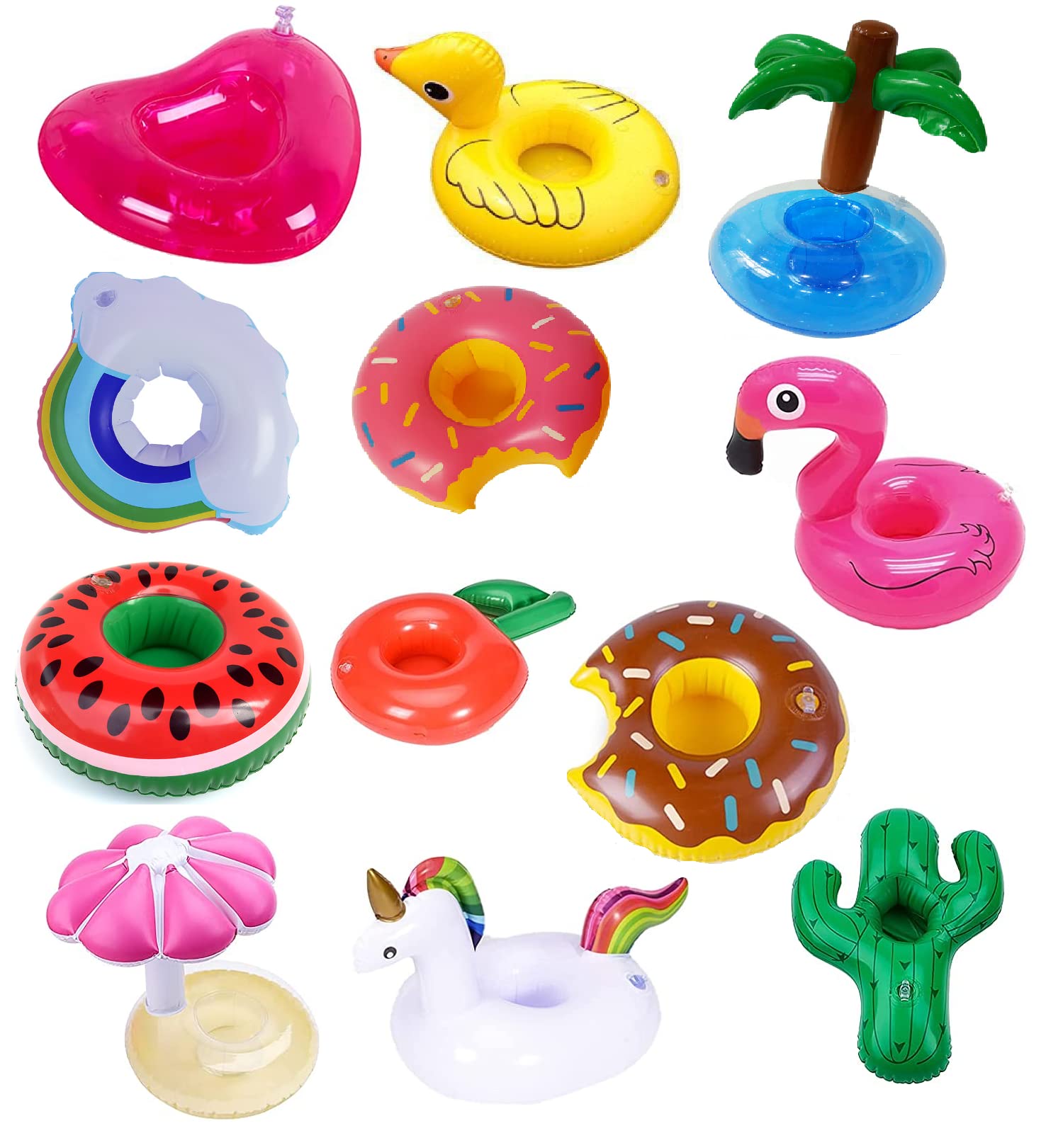 12pcs Naughty Elf Accessories Props, Inflatable Raft for Elf, Christmas Decoration, Inflatable Cup Holders for Hot Tub, Floating Drinks Holder with Inflatables Repair Patch