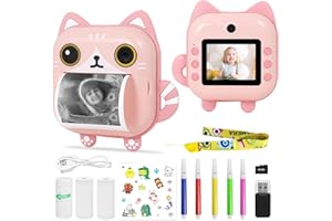 AURTEC Instant Camera for Kids, Mini Thermal Printing Camera, No Ink Required, 48MP Dual Camera,1080P HD Video, 32G TF Card, 