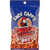 Andy Capp's Beer Battered Onion Rings Baked Oat and Corn Snacks, Hot, 2 oz. | Beer Battered Onion; great for lunch snacks, travel snacks, office snacks; also perfect for parties &amp; lunchboxes