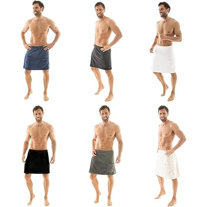 CelinaTex Malaga Saunakilt Herren L/XL Creme weiß Mikrofaser Sauna Kilt Coral Fleece Klettverschluss und Tasche 5000461