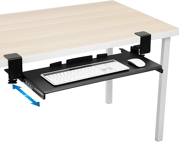 Mount-It! Clamp Keyboard Tray - Ergonomic Under Desk Pull Out Keyboard and Mouse Platform with 