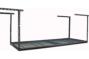 MONSTERRAX STORAGE SOLUTIONS MonsterRax Overhead Garage Storage Rack, 3x8 Heavy Duty Steel, Ceiling Mounted Shelving, Adjustable Hanging Shelf Organizer, 450 Pound Capacity, Color: Hammertone, Adjusts 12-21" off Ceiling